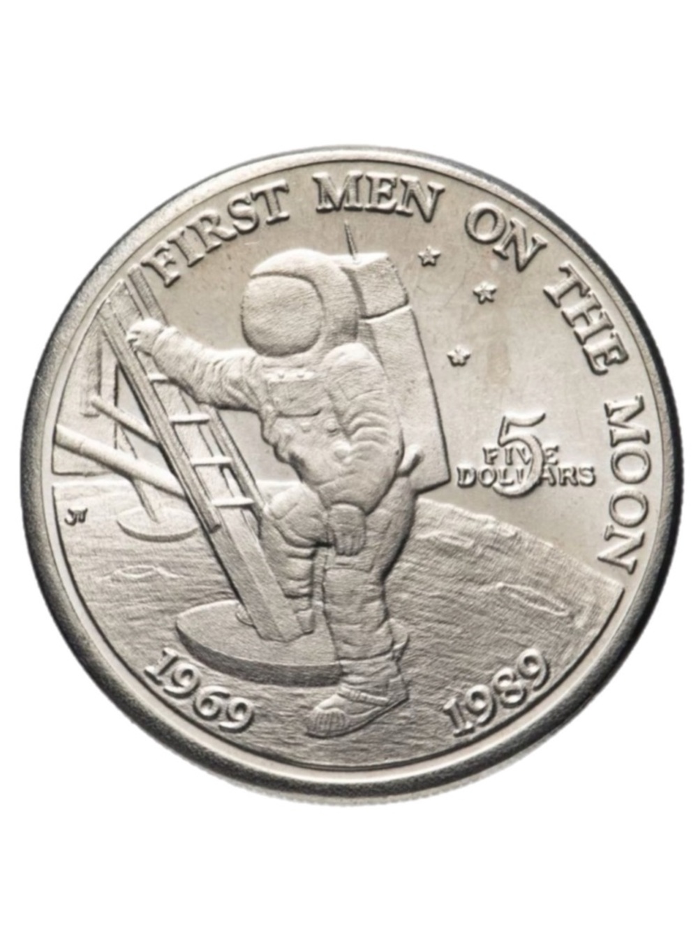 1st man on the moon Commemorative Coin Marks 20th Annv. $5 coin from 1989.